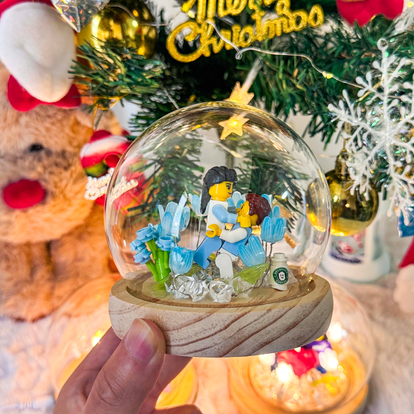 Custom Couple Mini Brick Set with Tulip Lamp — Personalized Romantic Gift