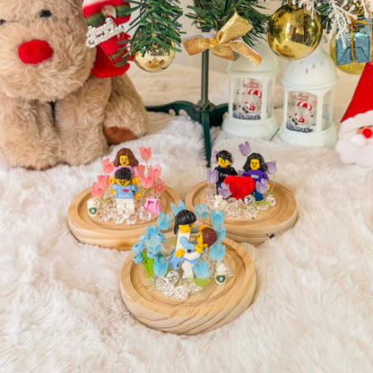 Custom Couple Mini Brick Set with Tulip Lamp — Personalized Romantic Gift