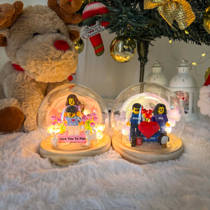 Custom Couple Mini Brick Set with Tulip Lamp — Personalized Romantic Gift