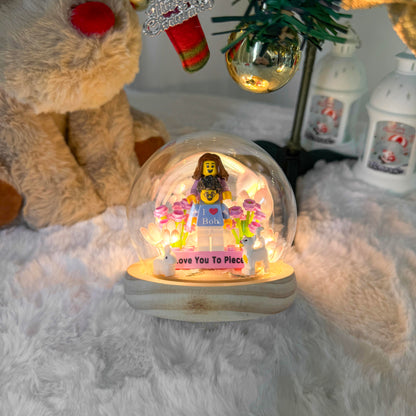 Custom Couple Mini Brick Set with Tulip Lamp — Personalized Romantic Gift