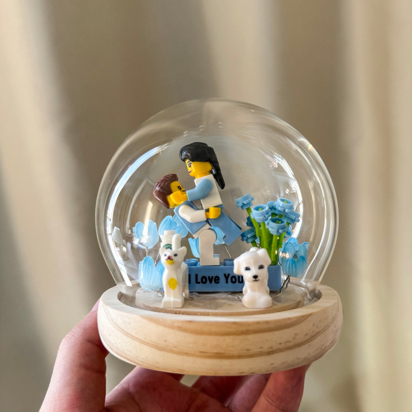 Custom Couple Mini Brick Set with Tulip Lamp — Personalized Romantic Gift