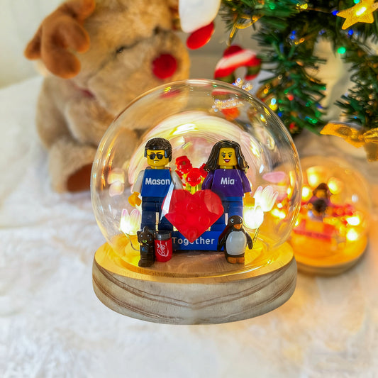 Custom Couple Mini Brick Set with Tulip Lamp — Personalized Romantic Gift